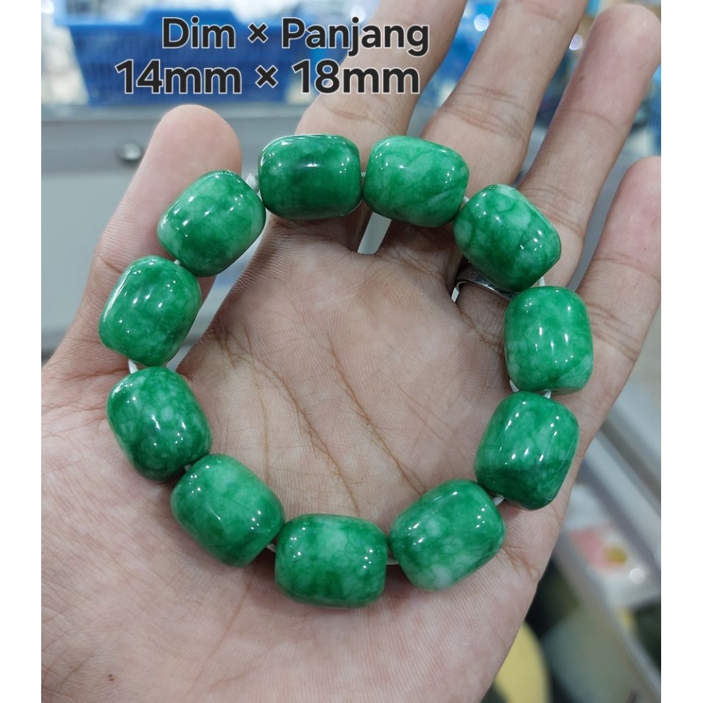 Gelang Batu Giok China Asli Motif Kapsul Besar - Batu Giok Birma Asli
