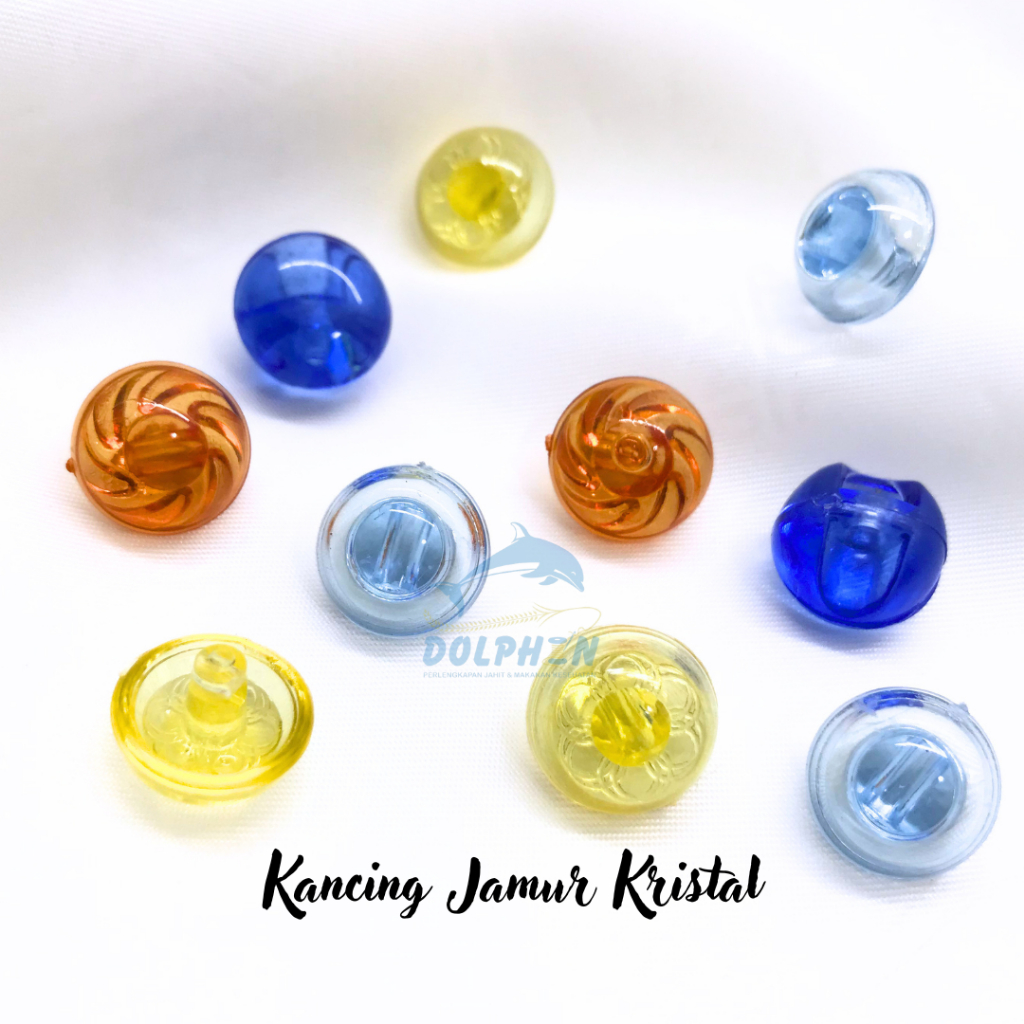 OBRAL Aneka Kancing Jamur Kristal 13mm PER LUSIN / Aksesoris Baju Wanita Craft