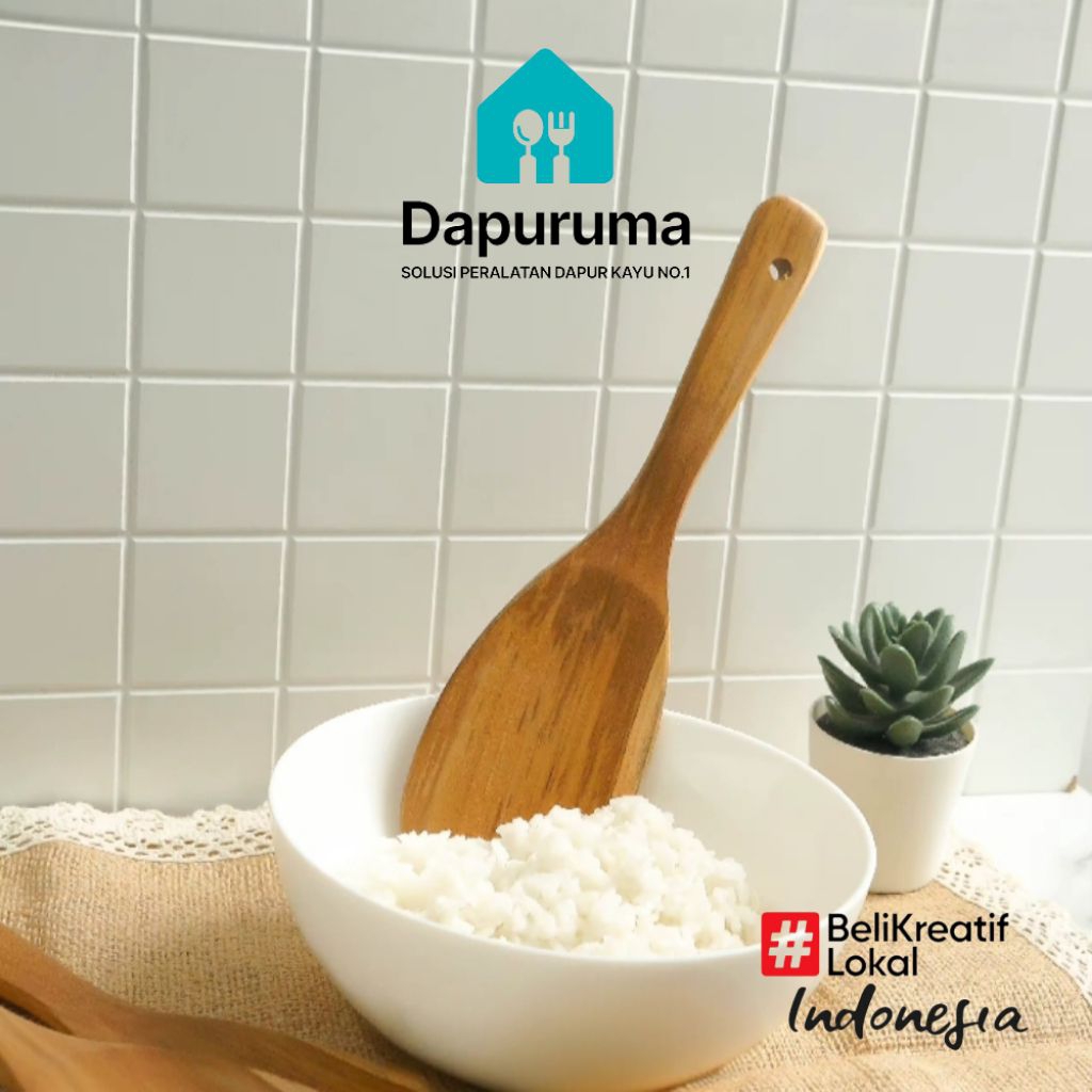 Dapuruma - Centong Nasi Kayu Jati Asli / Entong Kayu untuk Nasi / Entong Sendok Kayu Jati untuk Nasi
