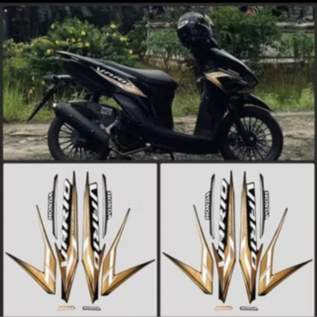 Set stiker striping motor yamaha vario CBS 125 2024 full set body lis standar warna HITAM GOLD