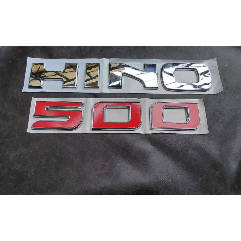 emblem timbul hino 500/emblem tulisan hino 500/emblem hino500 merah crhom