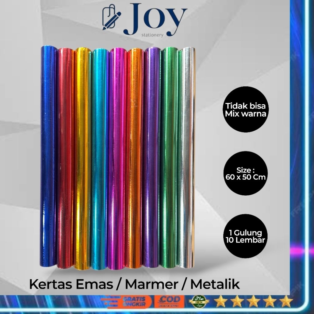 Kertas Emas/Prada/Metalik 50 × 60 Isi 10 Lembar (1 Gulung)