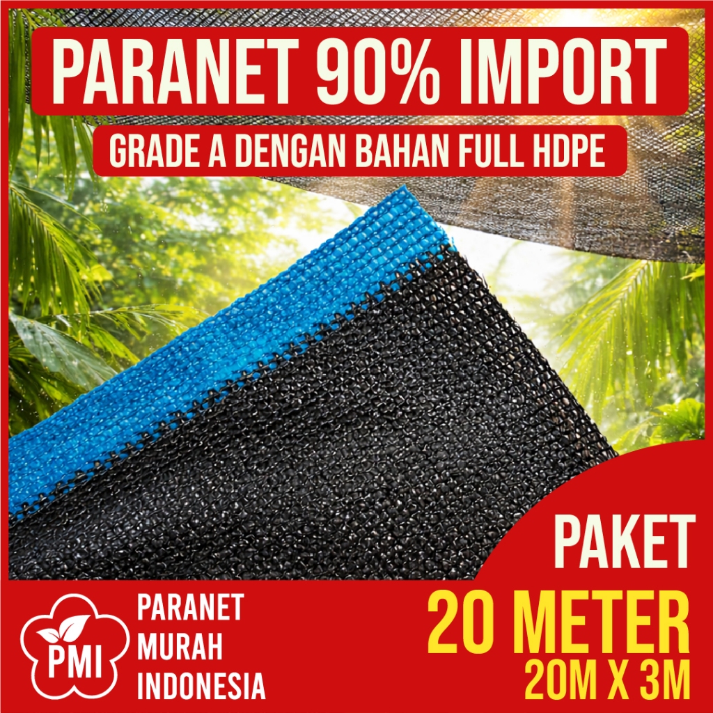 Paranet Indonesia Jaring Paranet 90% 20 Meter Premium Full HDPE Paranet 90% Jaring Peneduh Anti