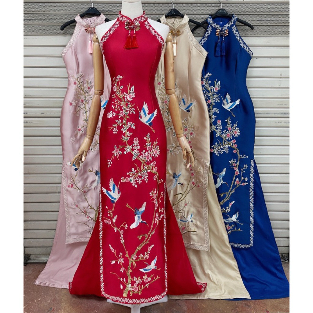 cheongsam wanita premium RED | wedding | sangjit | teapay