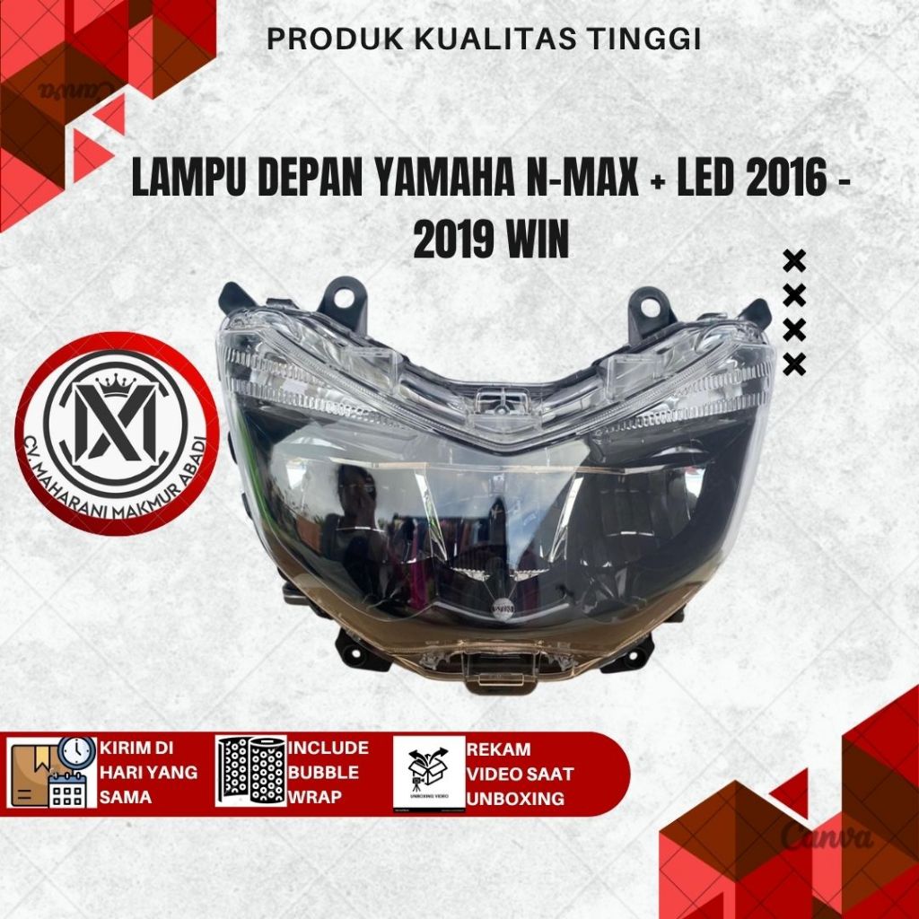 LAMPU DEPAN HEADLAMP NMAX OLD 2015 - 2019 REFLEKTOR KOMPLIT LED MIKA KABEL 2DP PNP WIN TENSHI