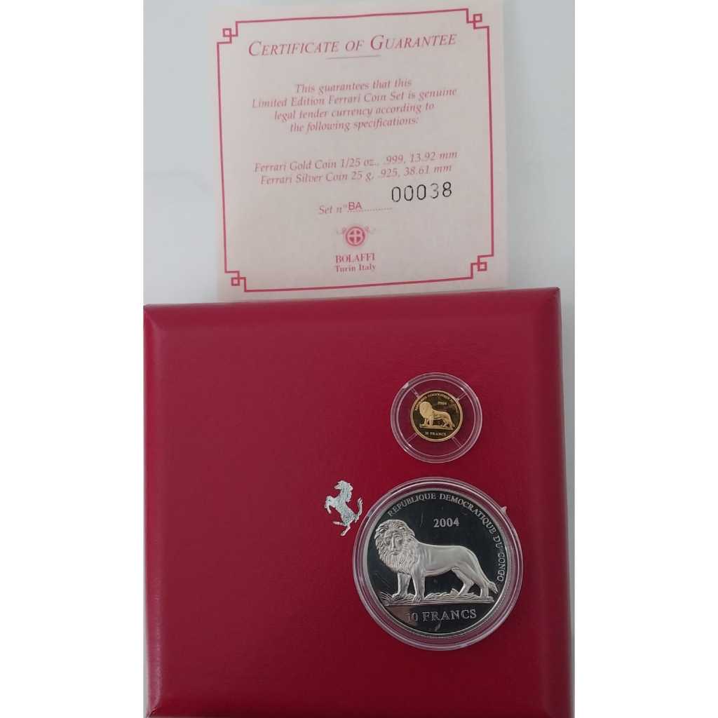 Koin Emas Congo Ferrari 1/25 oz + Koin Perak Ferrari 25 gram (SET)