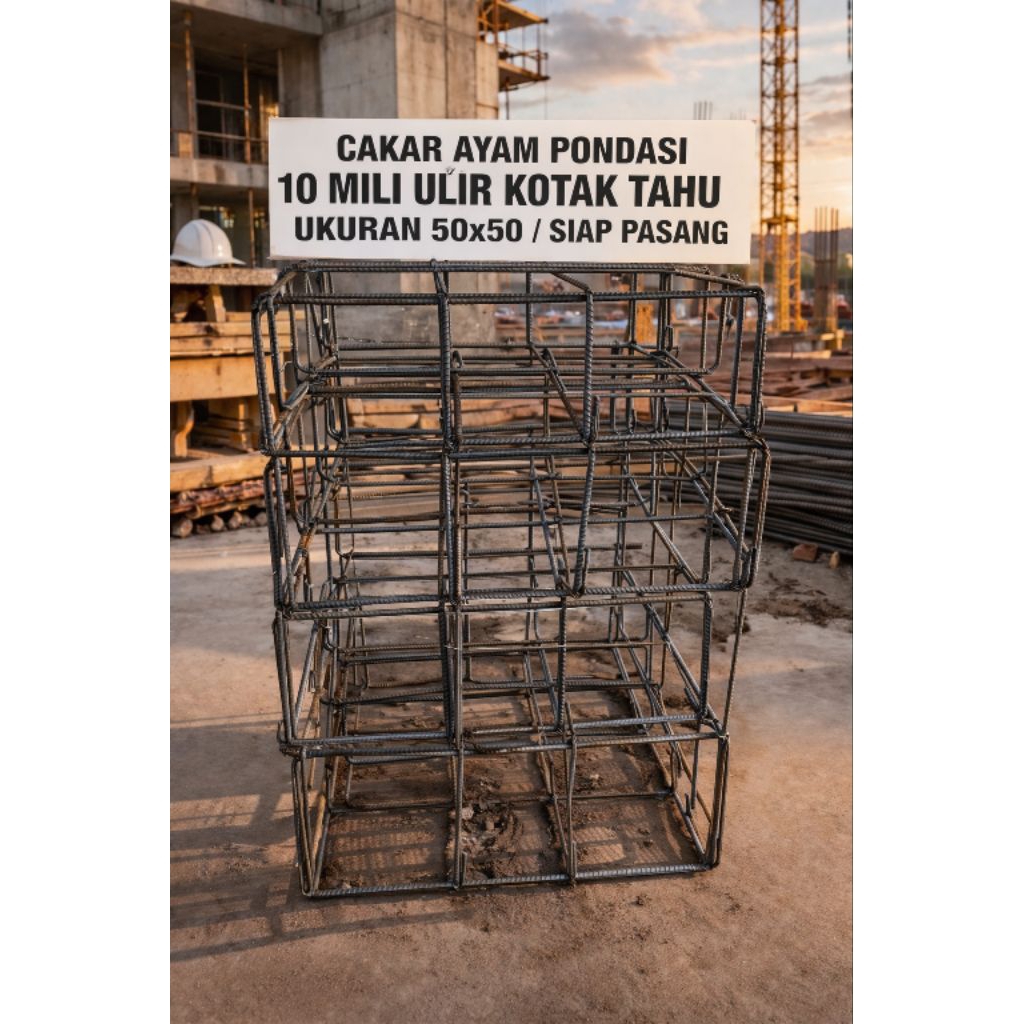 footplate CAKAR Ayam BESI 10 MiLI Ulir kotak tahu ukuran 50x50 tinggi 15 cm /siap pasang