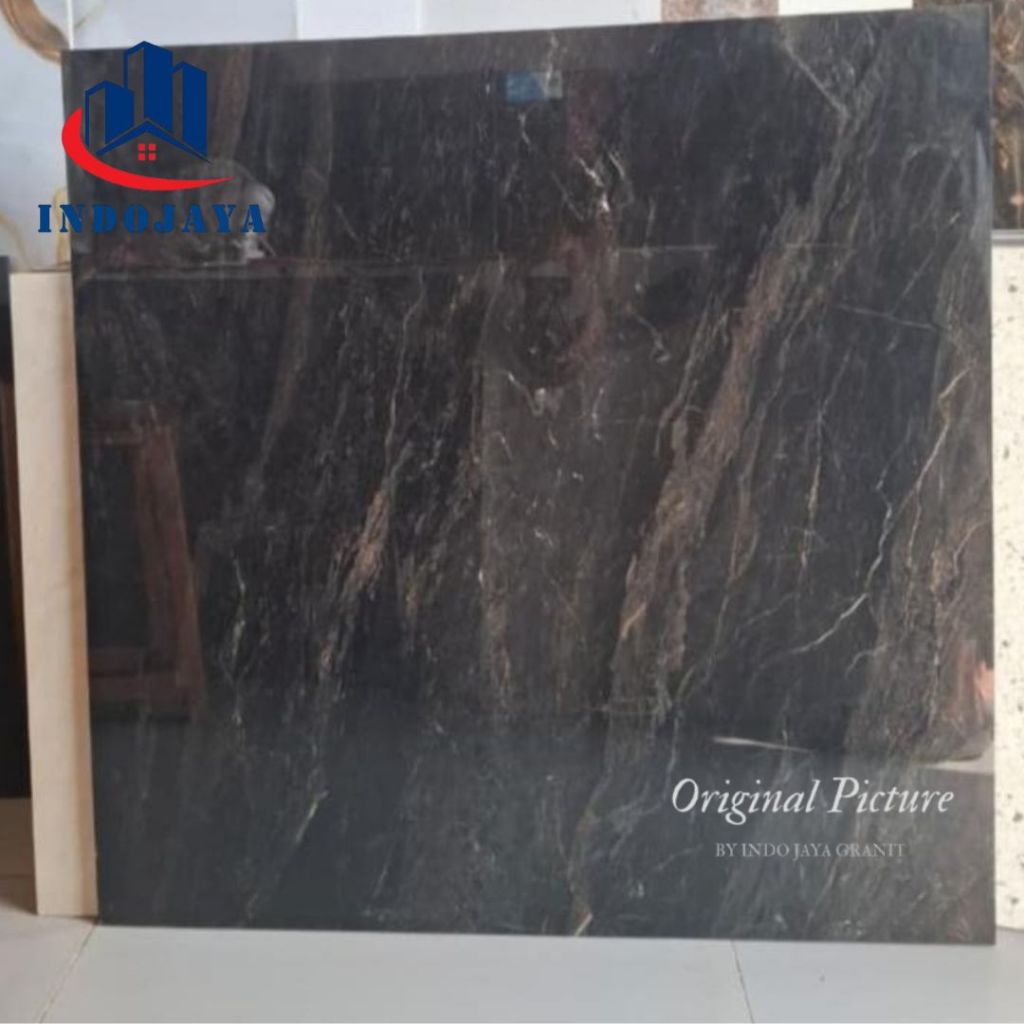 granit lantai dinding 80x80 motif marmer plateau black glazed polyshed by sunpower