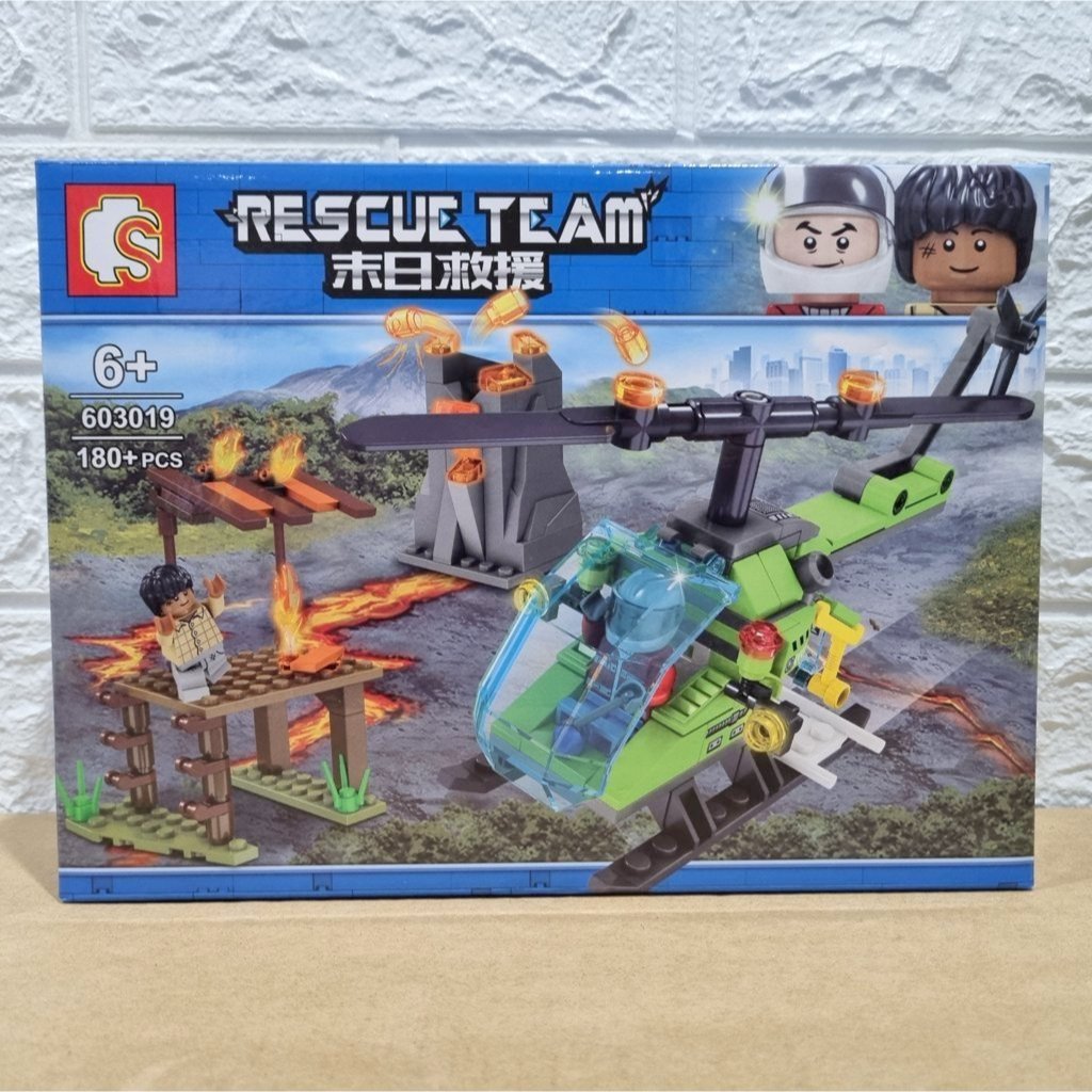 Mainan Balok Susun helikopter penyelamat rescue team sembo brick
