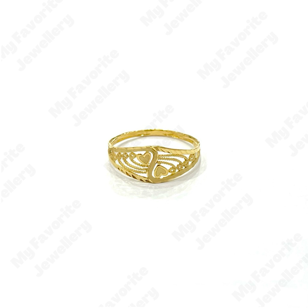 Cincin Model Kerawang Hati Love Frame Uk16 EMAS ASLI Kadar 875 20K