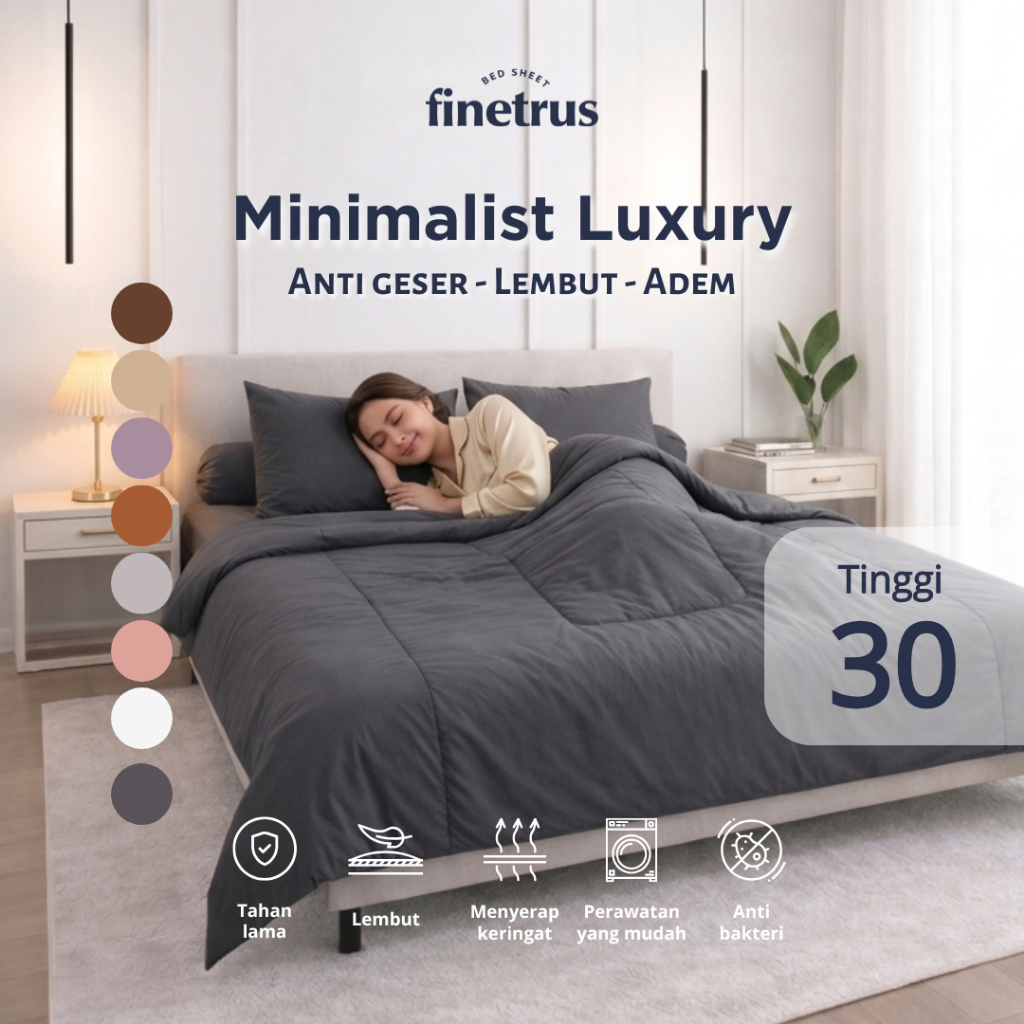 Finetrus - Bedcover Set Sprei Flat Untuk ketebalan 30 cm