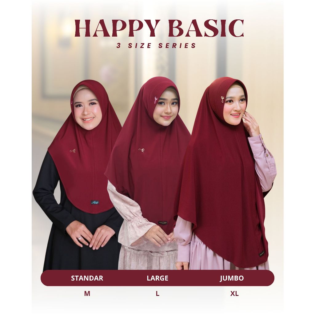 Azamka - Bergo Happy Basic - Jilbab Instant Oval 3 Size ( Ukuran M, L, XL ) - Hijab Dewasa Best Sell