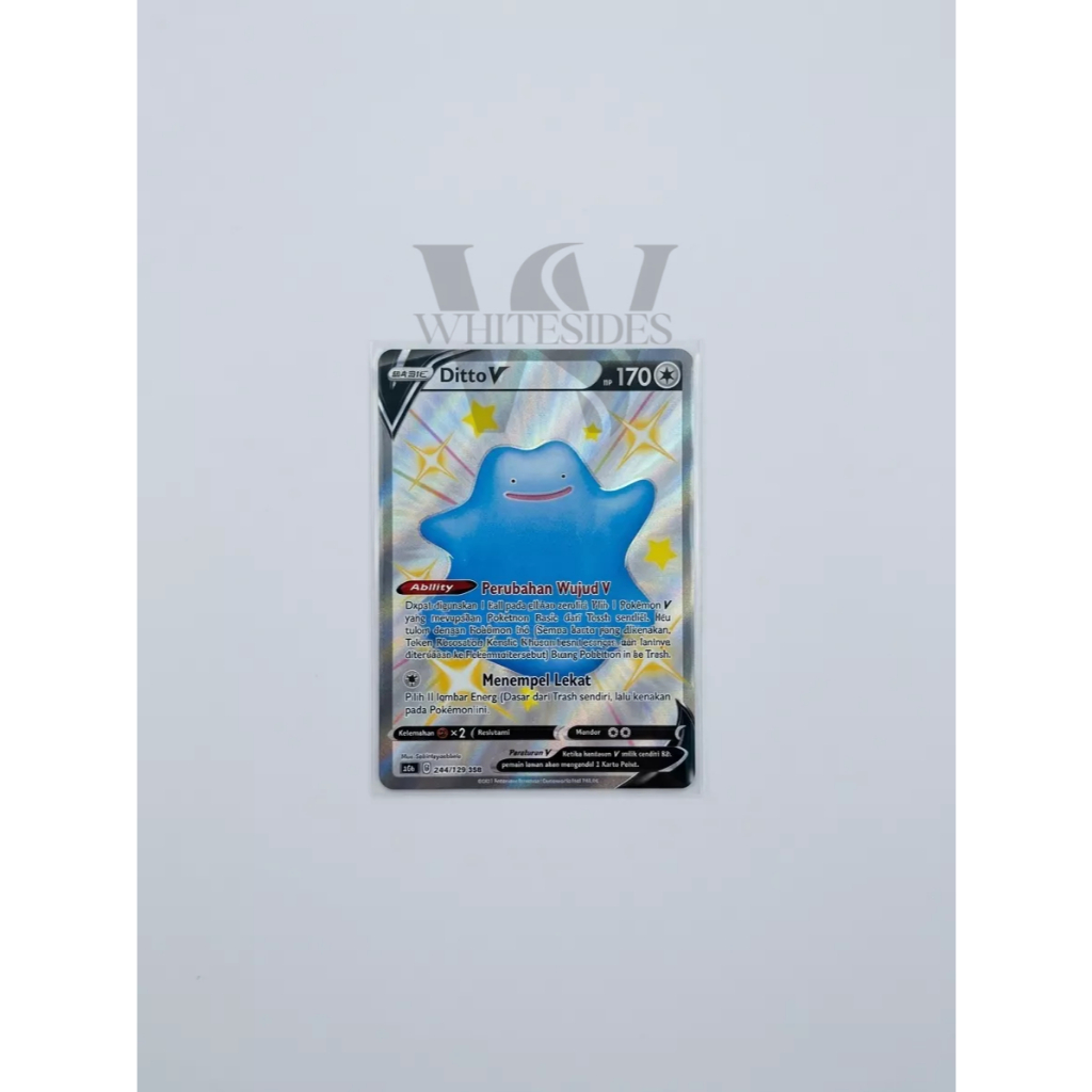 Ditto V Shiny - SC3A 2021 Pedang & Perisai Koleksi VMax Set A Berkilau Pokemon Charizard Snorlax Psy
