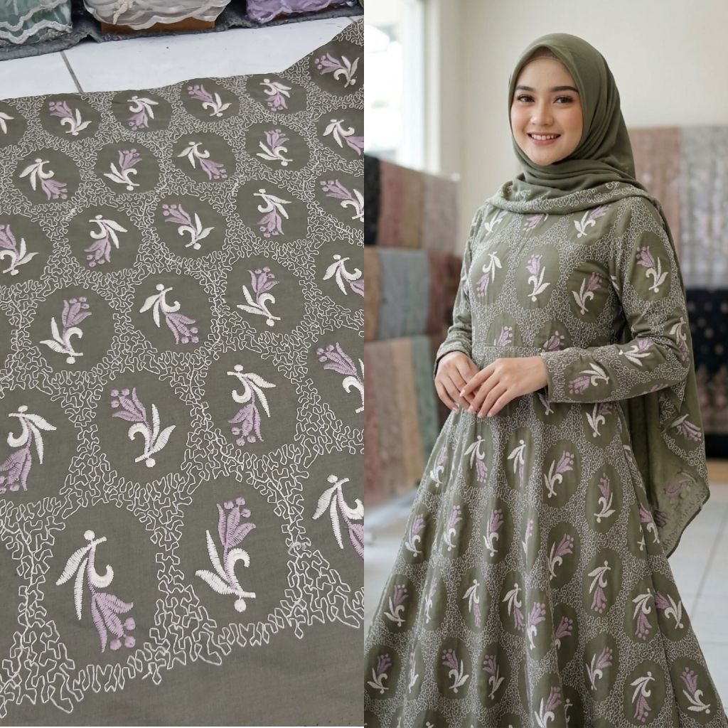 bahan kain katun bordir bolong premium, terbaru/kain meteran