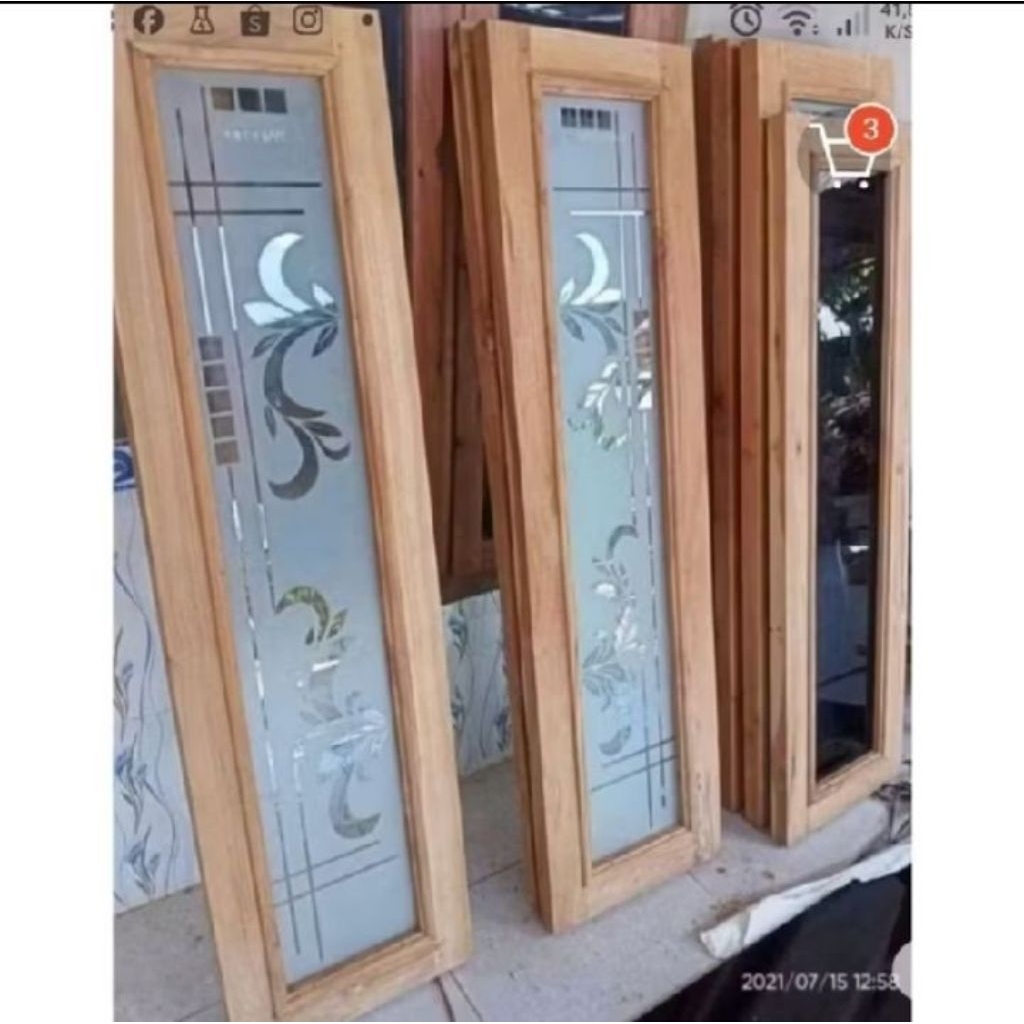 Jendela kayu Jati dan ukuran kusen mengikutinya