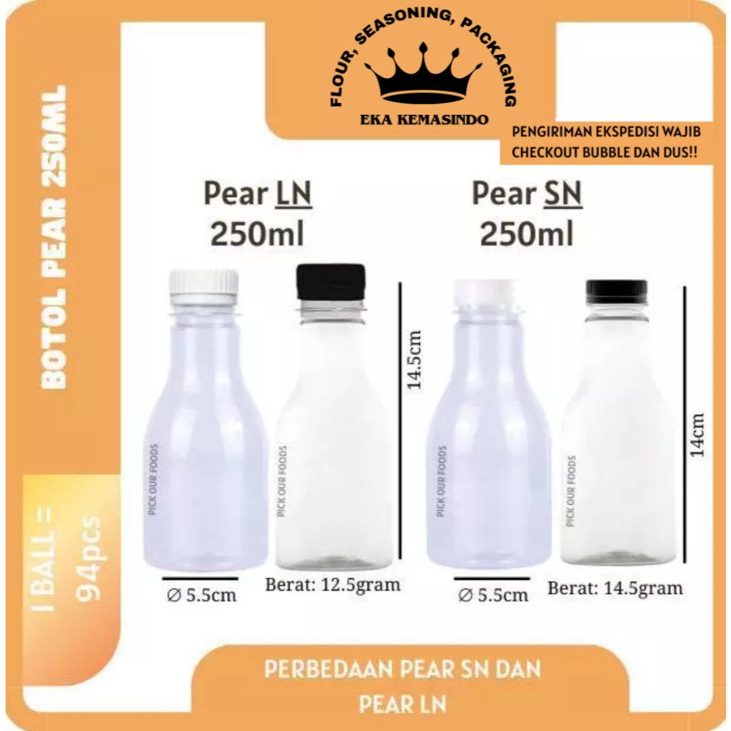 Botol Plastik Pir 250ml / Botol Cantik 350 / Kale 250ML / Almond 250ml Botol Jus / Botol Minuman