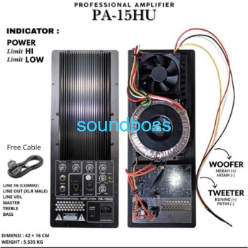 Power Kit Speaker Aktif 1000 Watt Kit Huper Hitam terbaru ukuran 16 x 42 cm ( BISA COD )