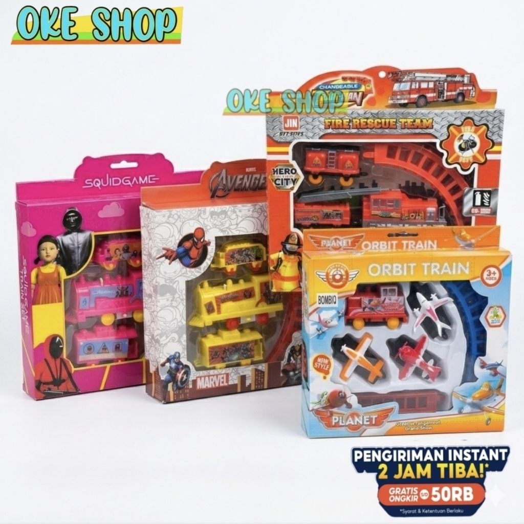 Mainan Orbit Train Set Karakter Avengers Marvel - Kereta Api Anak Laki-Laki- Perempuan