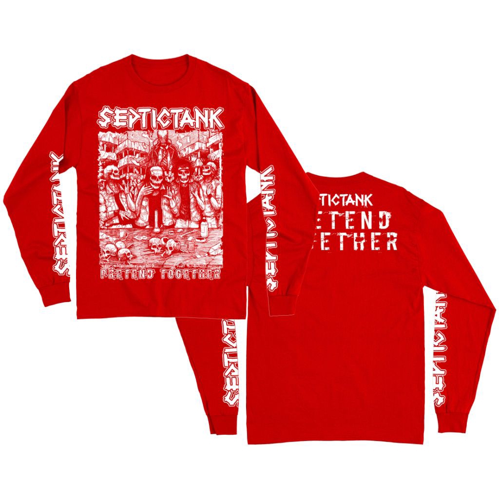 Kaos Band Punk Lengan Panjang Septictank - Pretend Together merah