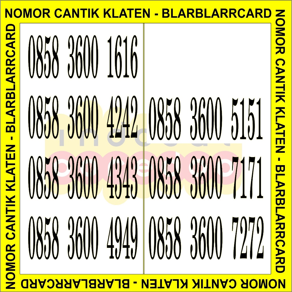 Kartu Nomer - Nomor Cantik Indosat IM3 Rapi ekor ABAB - seri 0858 3600 ABAB