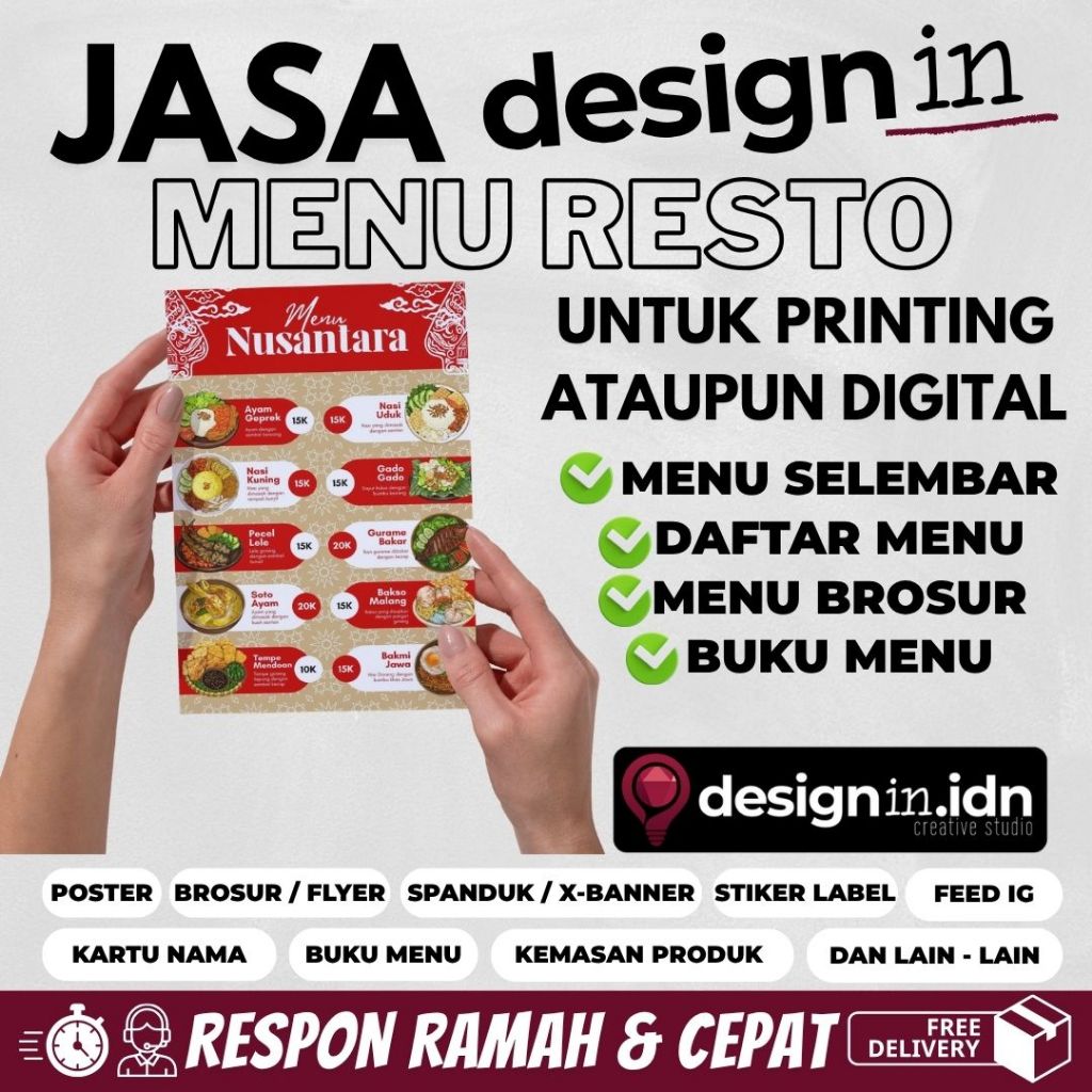 UNTUK UMKM - JASA DESIAN MENU MAKANAN, DAFTAR MENU, BUKU MENU, MENU DIGITAL RESTORANT. PROFFESIONAL,