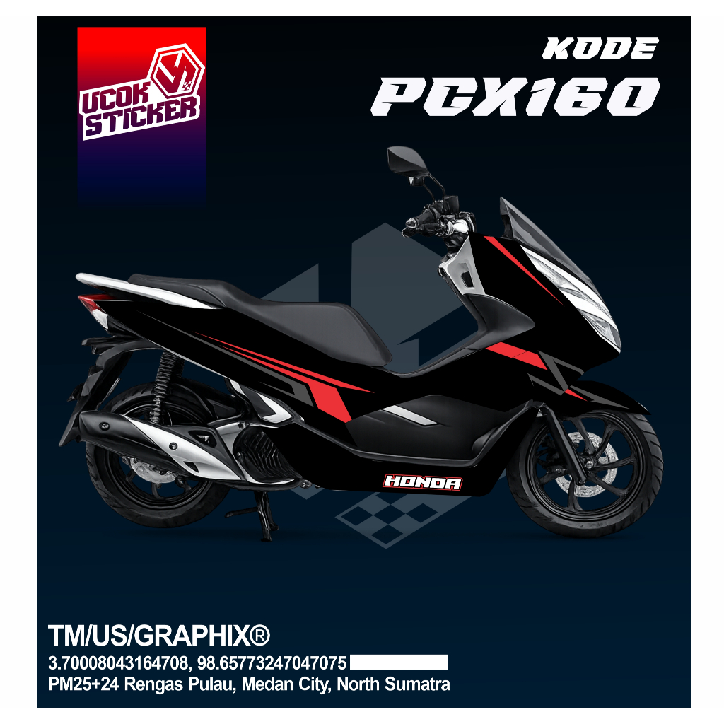 Sticker Striping Honda PCX 150 Premium Full Body Decal Racing Striping PCX 150 Premium Racing Sticke