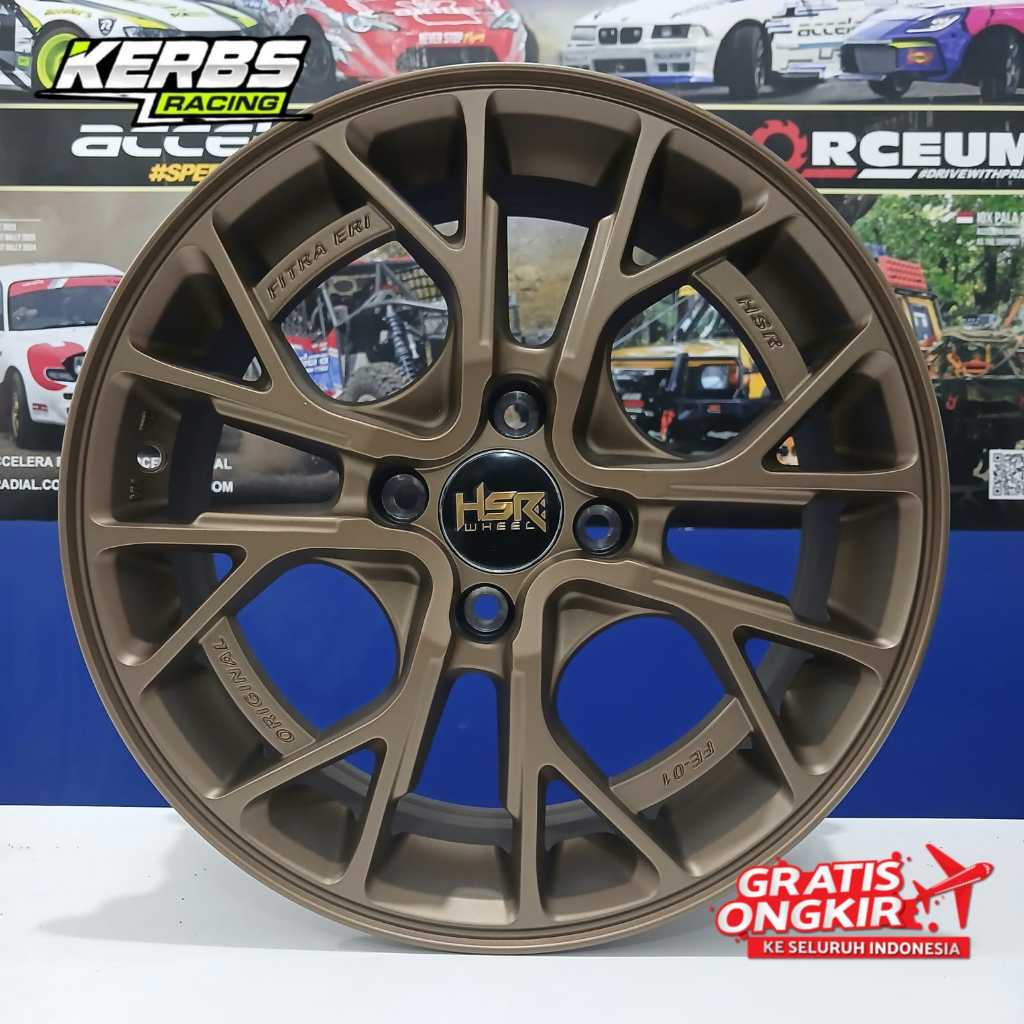 Velg mobil racing HSR ring 15 bronze buat mobil ignis starlet civic nouva brio dll pelek ring 16