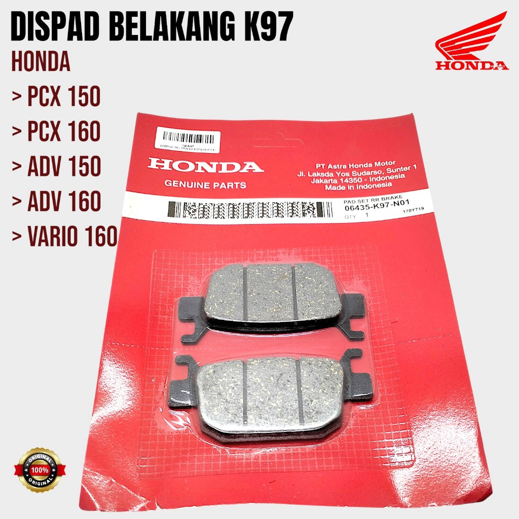 Dispad Belakang Honda PCX 150 ADV 150 Vario 160  Kampas Rem Cakram Asli Original K97