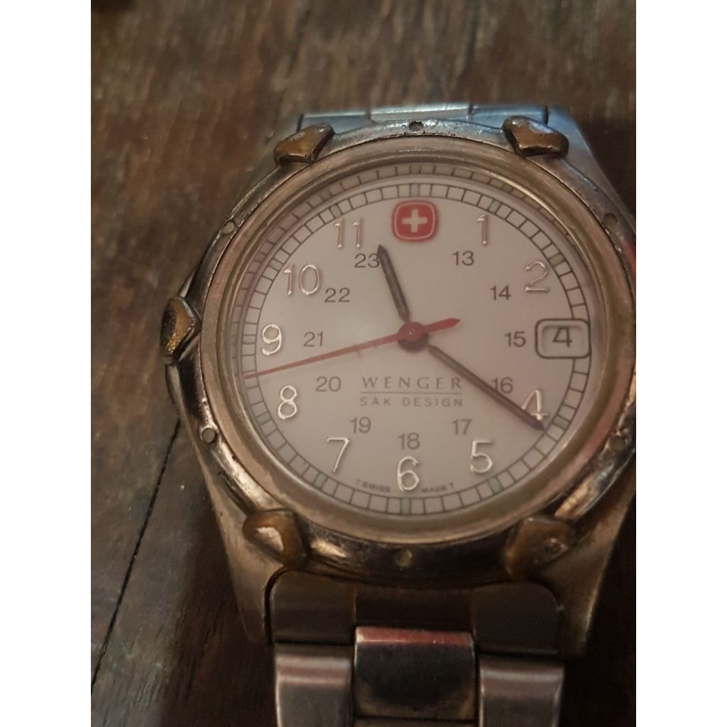 jam tangan pria wenger swiss Quartz big size normal antik