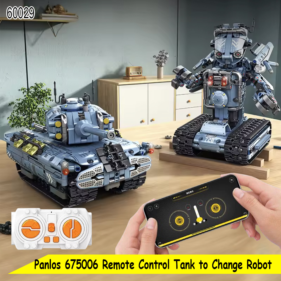Panlos 675006 Remote Control Tank to Change Robot Block Brick Mainan Balok Blok Brick Mobil