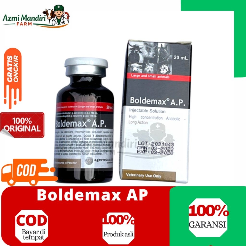 Boldemax AP 20 ml - Boldenone Obat untuk penggemukan hewan ternak isi 20 ml
