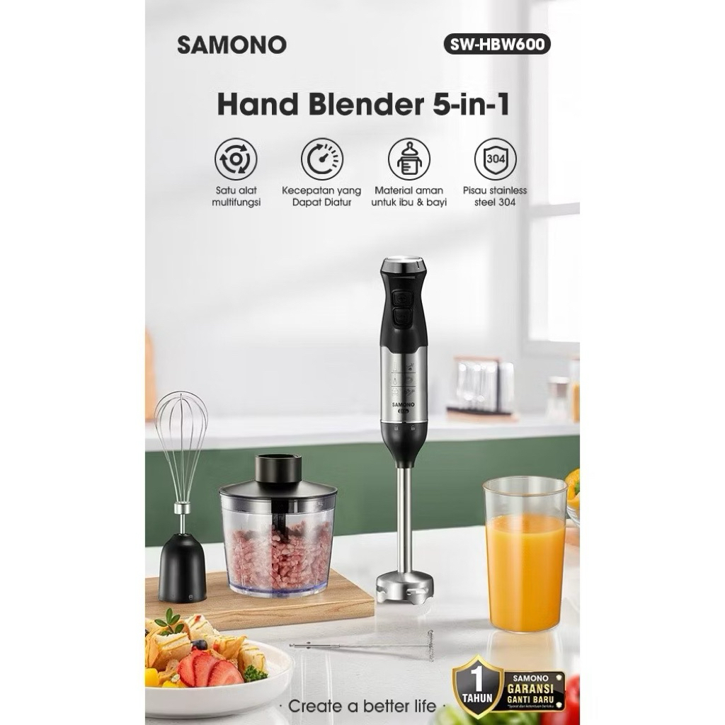 SAMONO BLENDER TANGAN 5in1 | HAND BLENDER SAMONO SW-HBW600