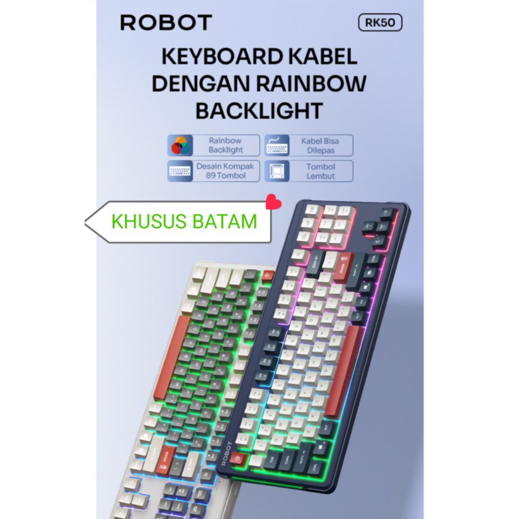 ROBOT RK50 MEMBRANE WIRED KEYBOARD BACKLIGHT 89KEY