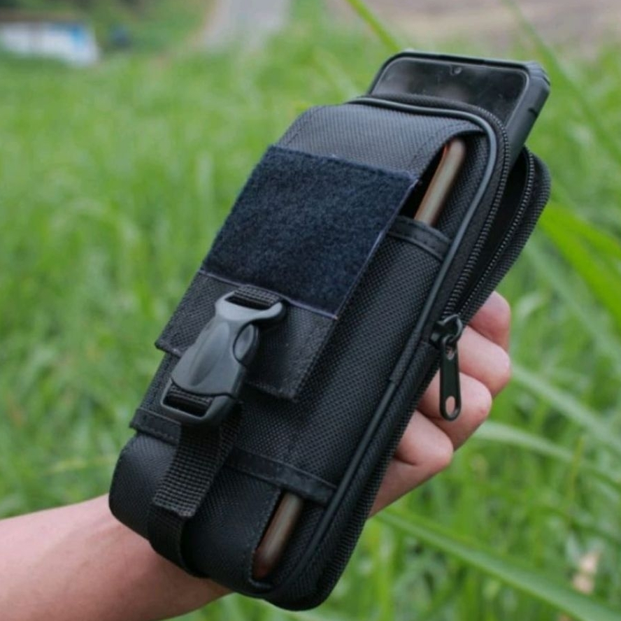 Sarung Hp tactical Pinggang Dompet semi Kanvas