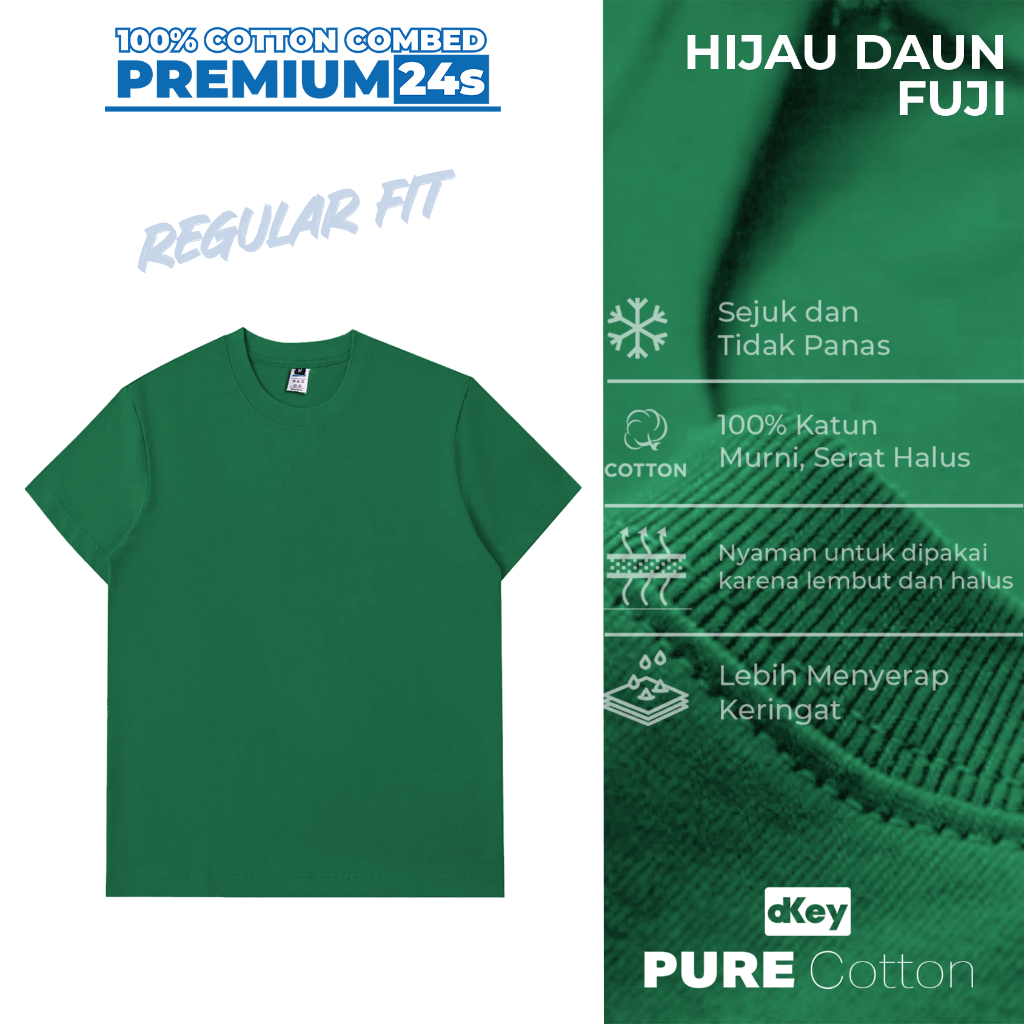 Kaos Polos Premium 24s Cotton Combed Hijau Fuji