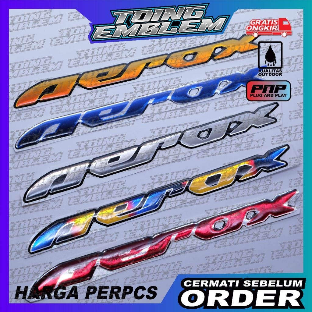 emblem timbul yamaha aerox / emblem titanium aerox/emblem custom aerox
