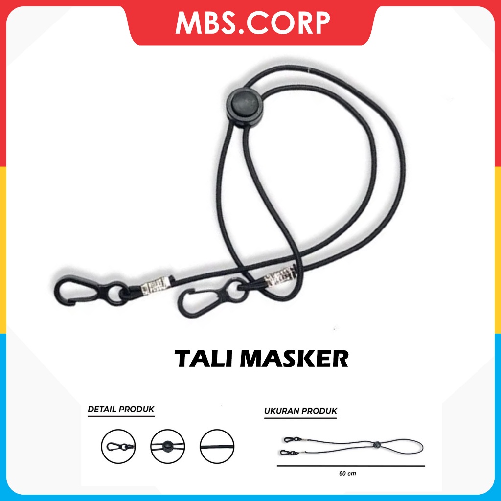 Tali Masker Hijab Konektor Warna Hitam Polos Bahan Elastis Strap Mask - PREMIUM