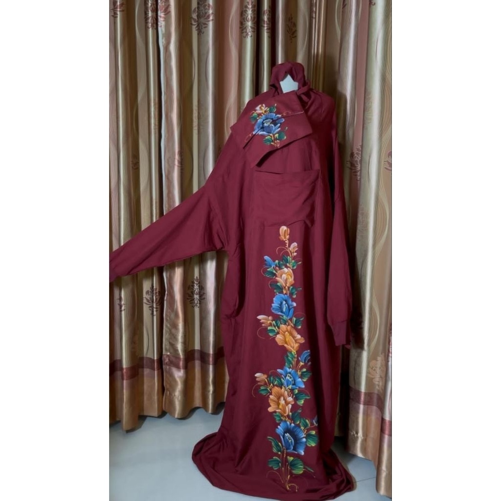 MUKENA DEWASA LAJUR LUKIS HANDMADE || MUKENA TERUSAN BATIK LUKIS RAYON GRADE A