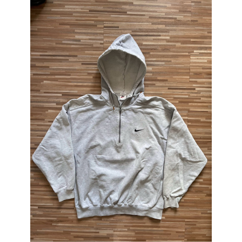 Vintage 90s Nike Gray Small Swoosh Half-Zip Hoodie