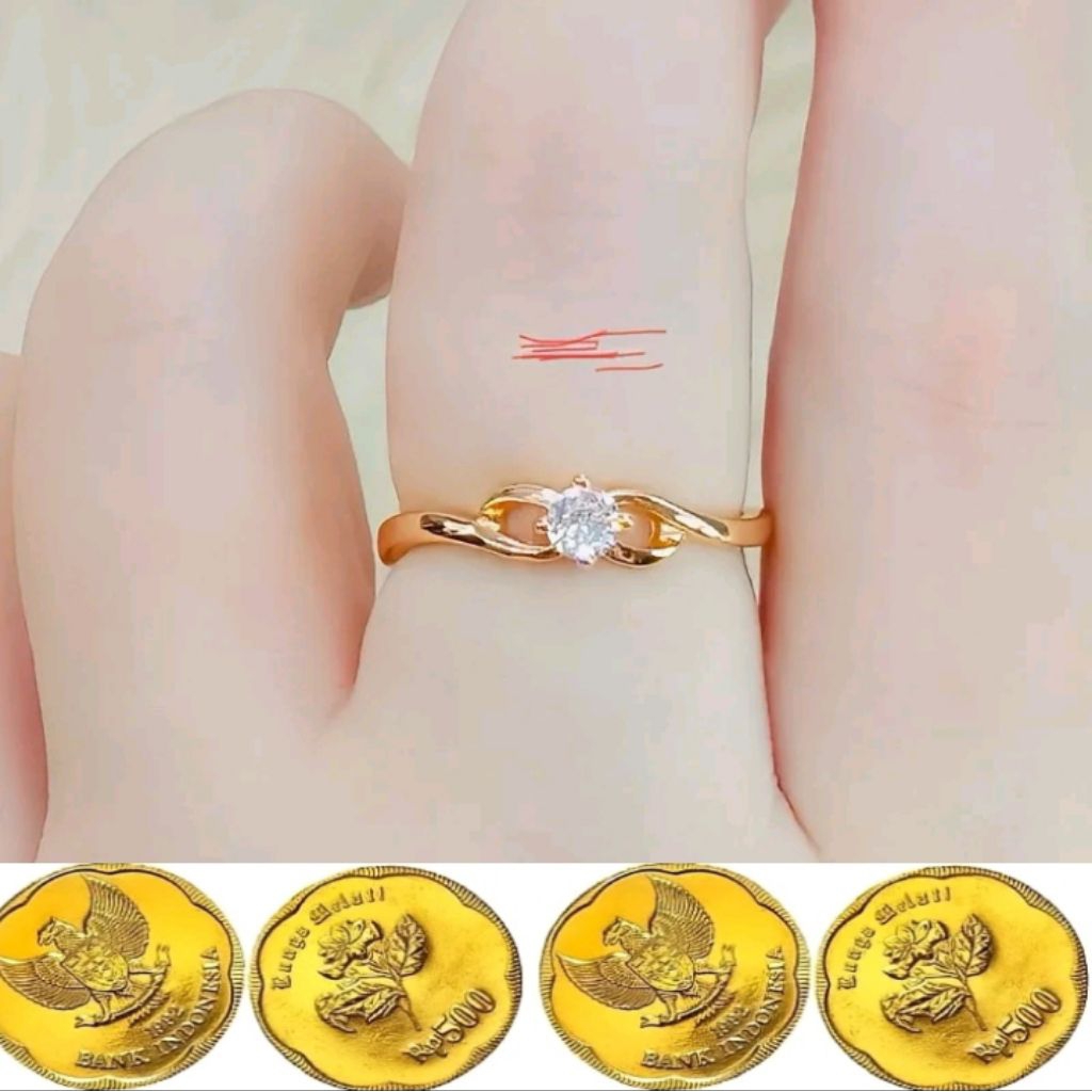 Cincin cantik mata satu emas setengah gram