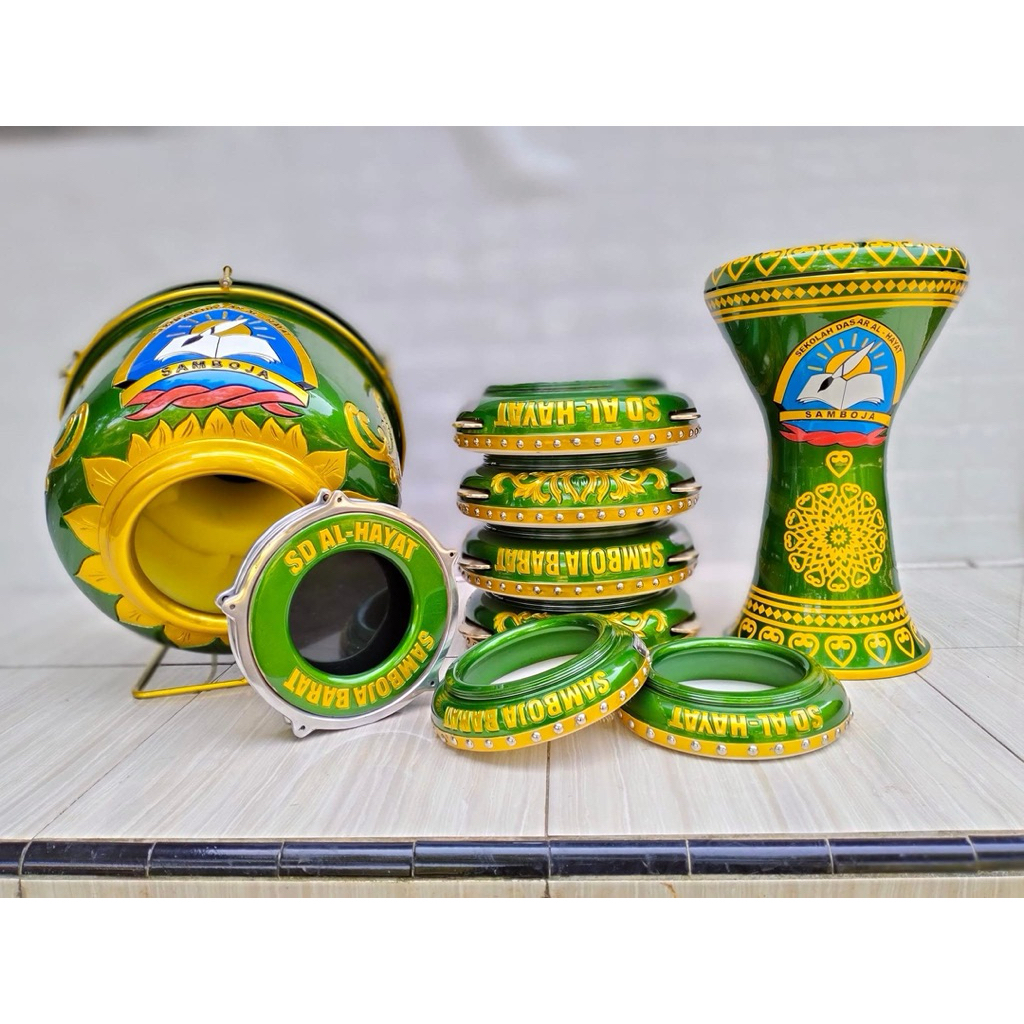 hadroh 1set ukir/ hadroh 1 paket ukir/ rebana 1set ukir/ rebana 1 paket ukir/ rebana satu set ukir/ 
