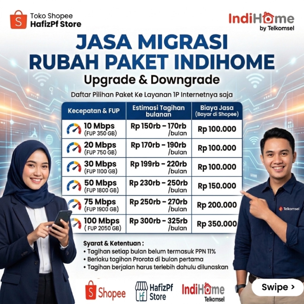Migrasi Indihome Paket 1P Internet Only | 10 - 100 Mbps | Downgrade & Upgrade l Rubah Paket IndiHome