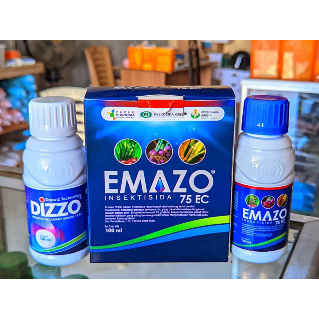 Insektisida Emazo Blue 75 EC 100 Ml + Dizzo/Booster 100 Ml | Gratis Baju Kaos
