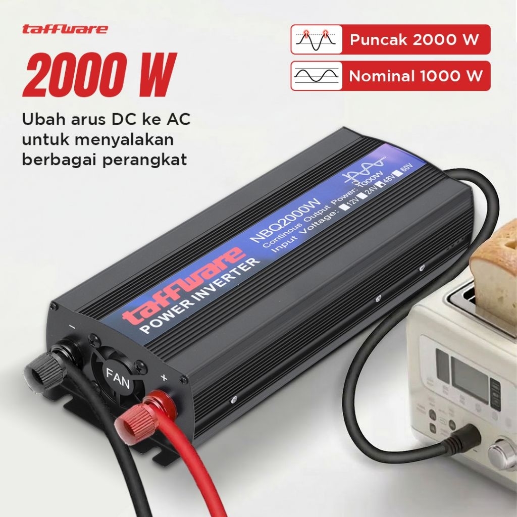 Taffware Power Inverter Mobil Pure Sine Wave DC 48V to AC 220V 2000W - NBQ2000W Inverter PSW 48volt 