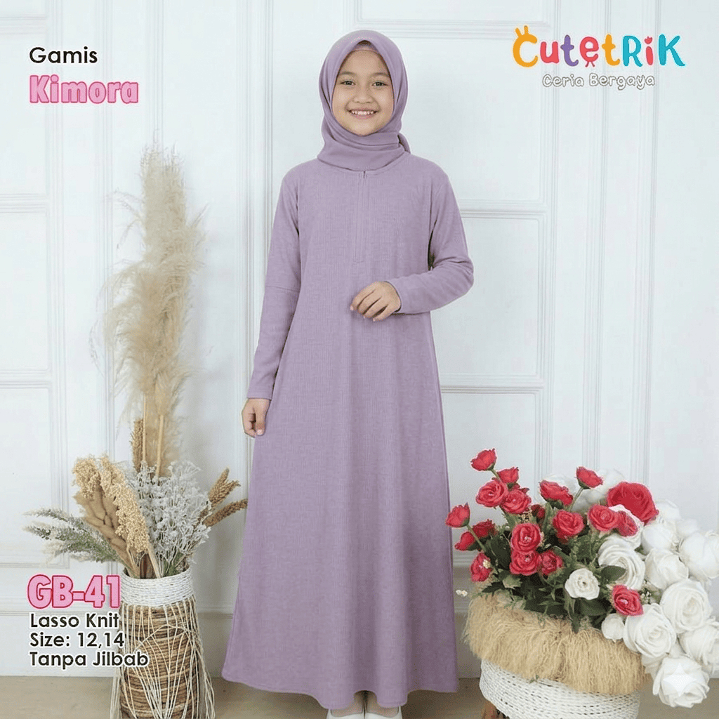 Cutetrik Terbaru Gamis Anak Katun Kaos Knit Gamis Catton Anak Tanggung usia 12 14 tahun Gamis Anak
