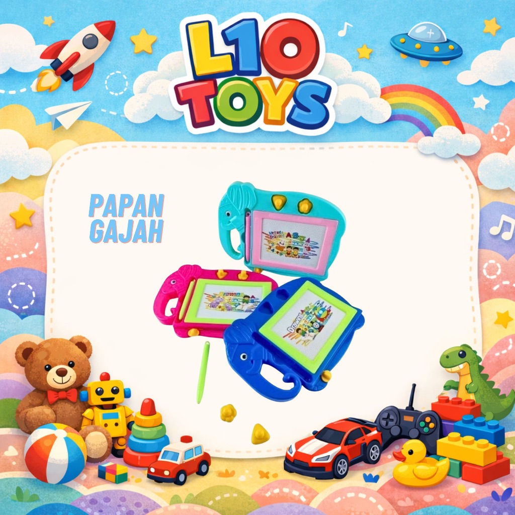 Papan Tulis MAGNET Anak Banyak Variasi / Papan Tulis Hapus GAJAH KERETA KUPU