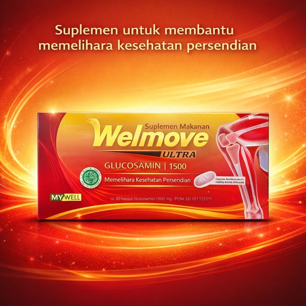 Suplemen Sendi Welmove Ultra - Glucosamine 1500mg, Vitamin C & Mineral, Dosis 1 Kaplet/Hari