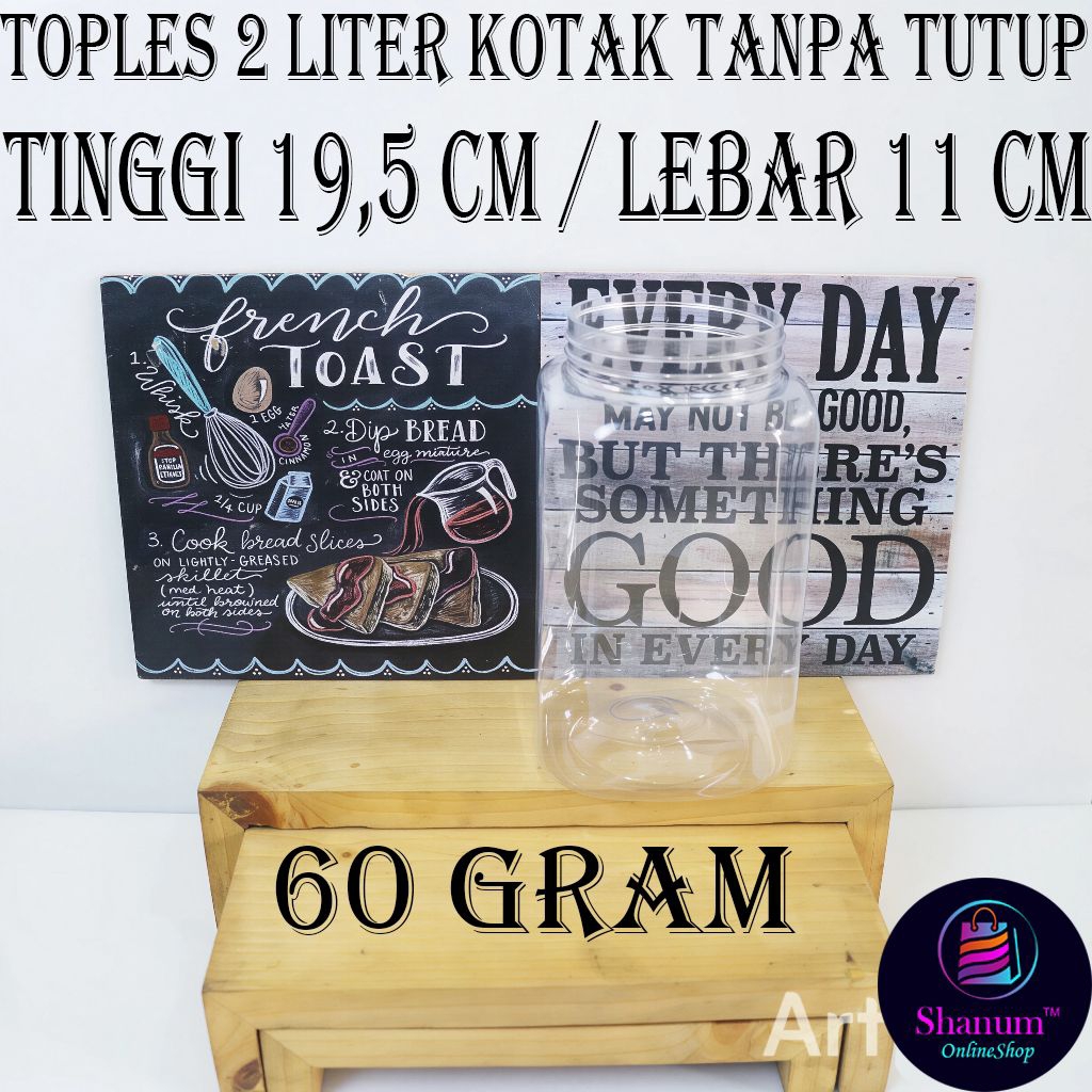 Toples 2 Liter Kotak Tanpa Tutup / Toples Cupang Co