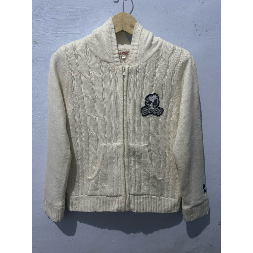 Hoodie Zipper Rajut Kepang Sherpa Peanuts Original Second