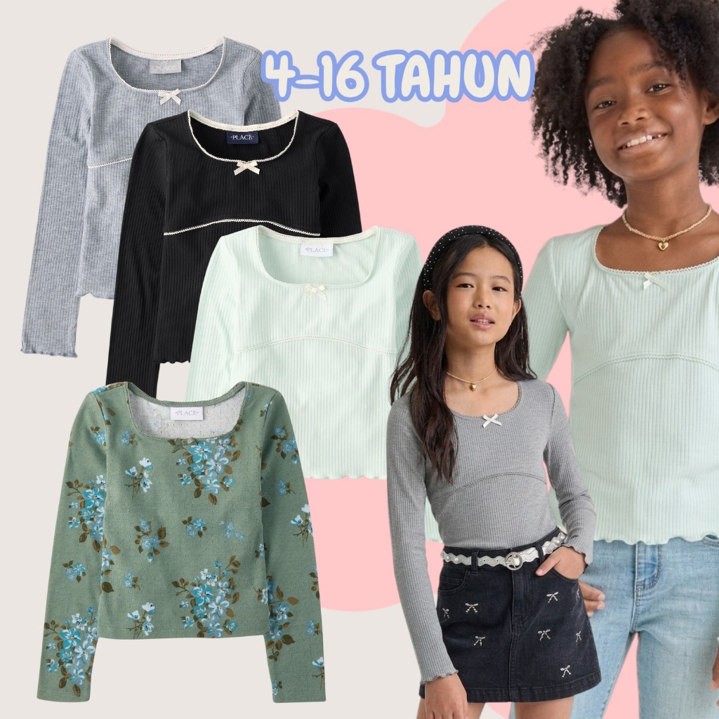 Kaos Lengan Panjang Fashion Anak Perempuan Tcp Original Branded 4-16Tahun 2724